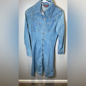 Landlubber Vintage Women's Long‎ Sleeve Denim Dress Size Small